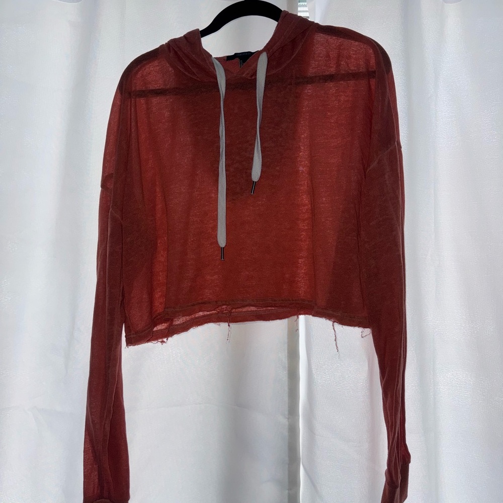 Women's Redish Pink Sheer Hoodie Top
